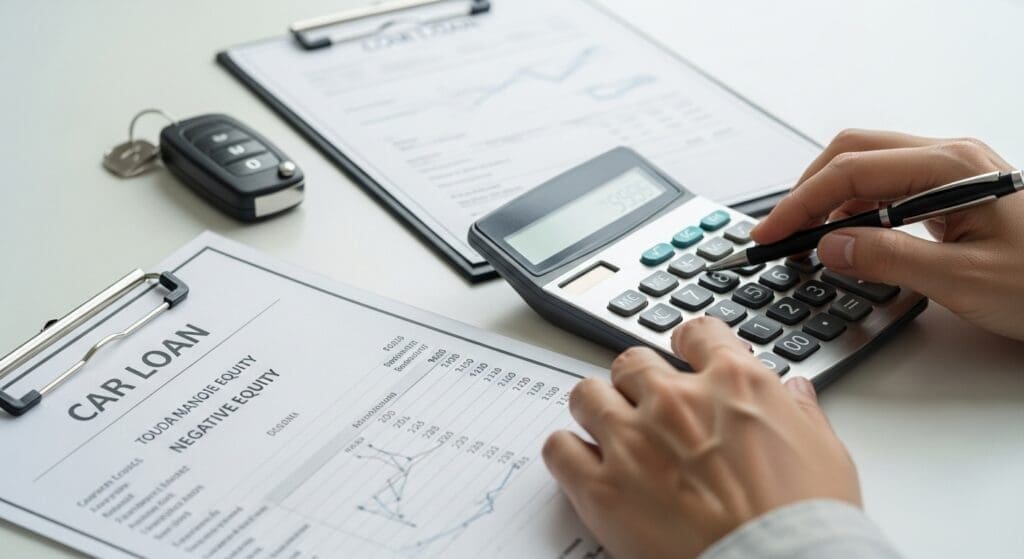 Car loan payoff calculator showing negative equity calculations 