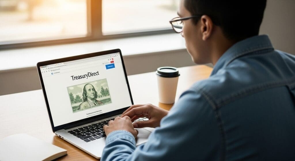 A man seeing info about Treasury Direct