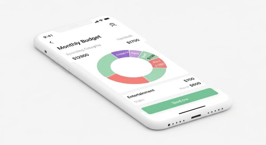 Clean Mint app interface showing budget overview and spending categories