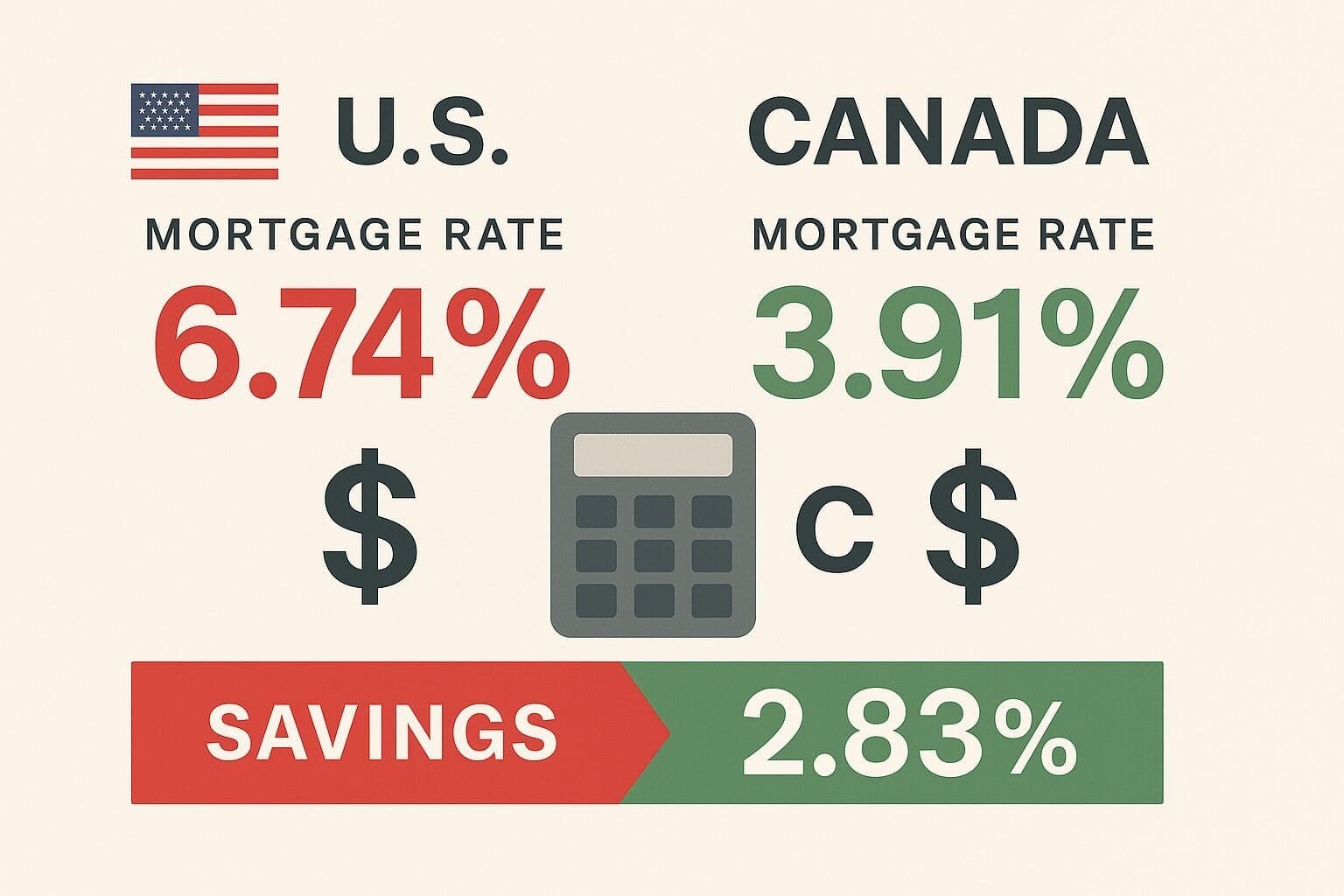 Side-by-side comparison infographic showing mortgage rate differences