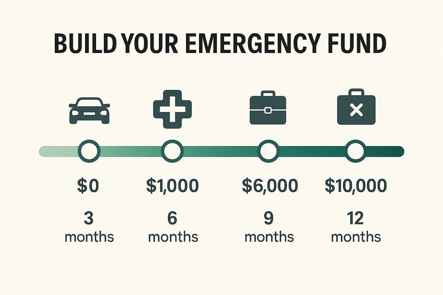 Simple chart showing compound growth over 40 years comparing $200 monthly investments started at different ages
