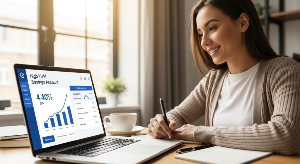 A woman seeing her High Yield Savings Account