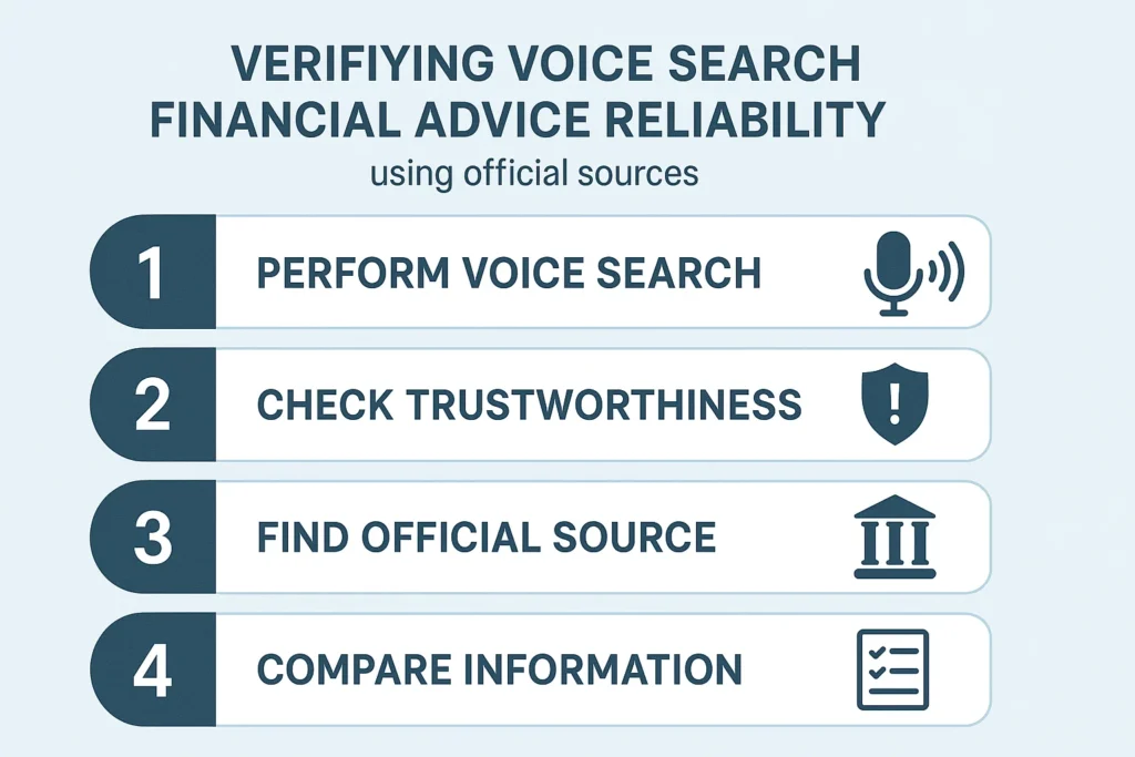 Step-by-step verification process for checking voice search financial advice