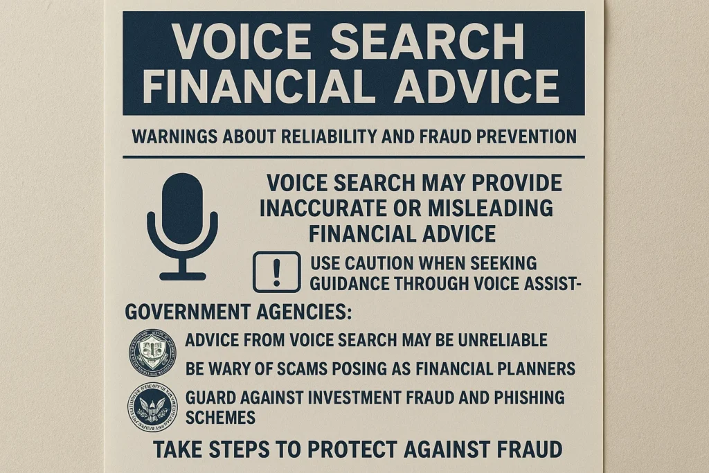 government agencies' warnings about voice search financial advice