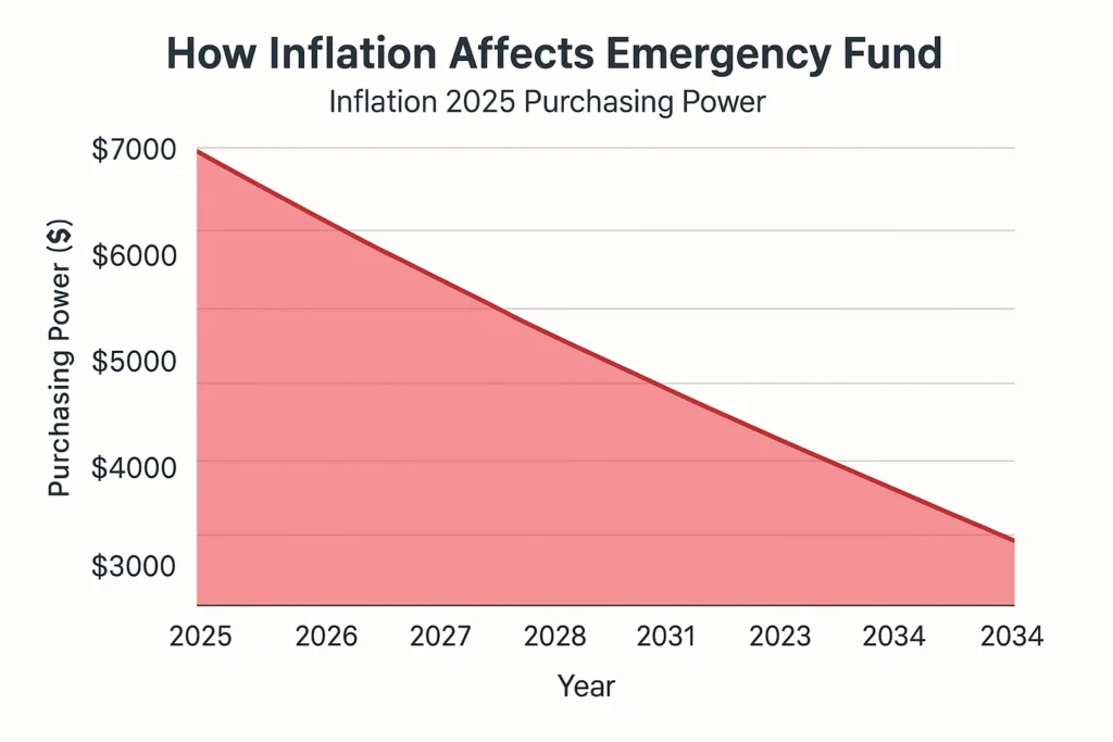 Chart showing how inflation affects emergency fund calculator inflation 2025