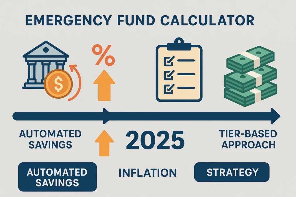 Visual timeline showing emergency fund calculator inflation 2025