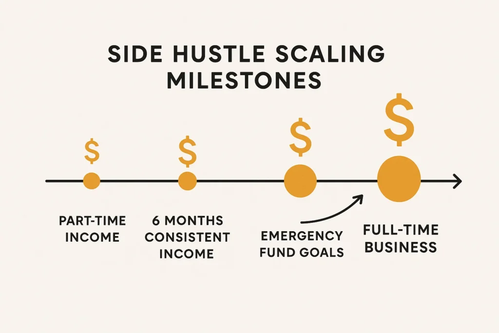 Gen Z side hustle scaling milestones from part-time income to full-time
