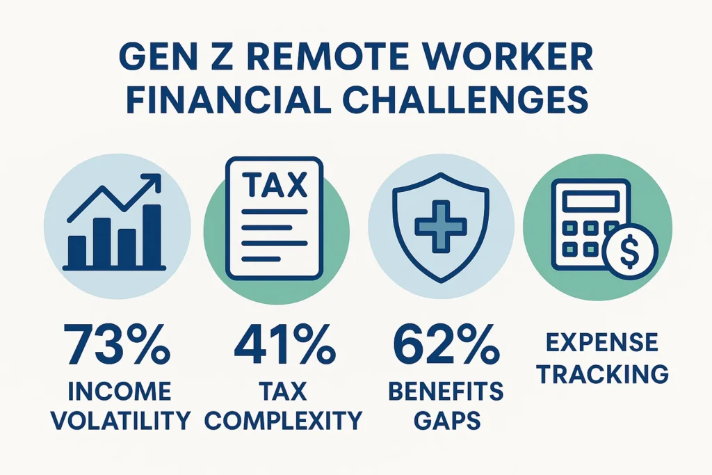 Infographic showing Gen Z remote worker financial challenges 