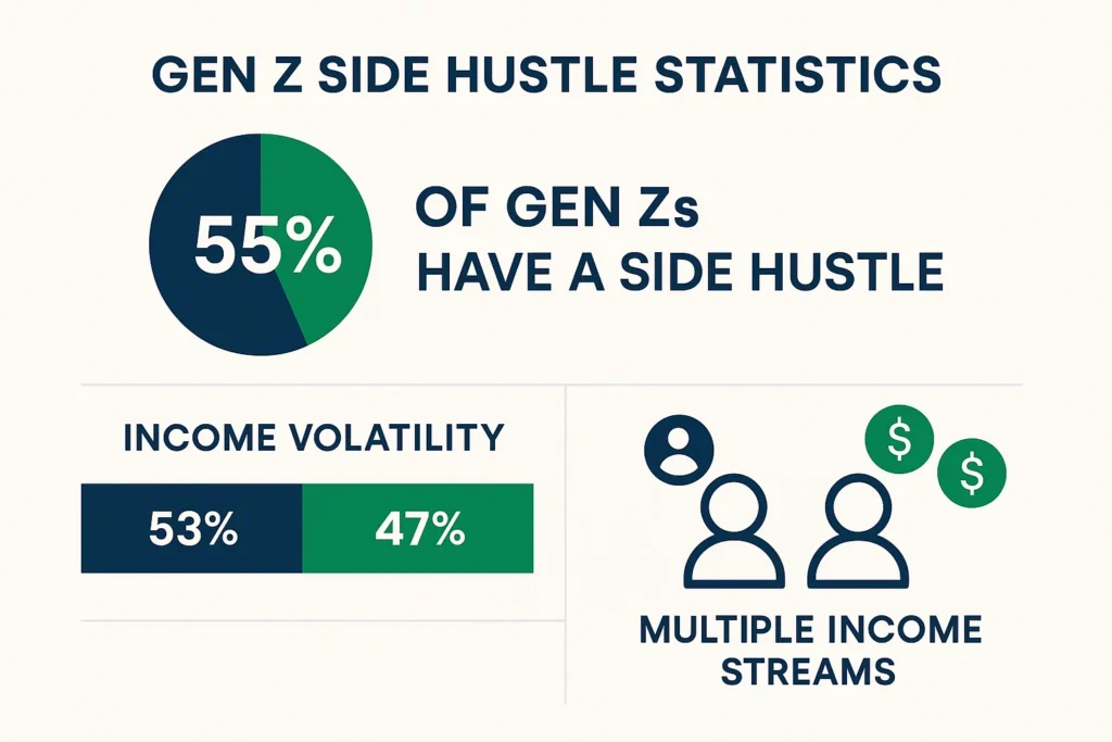 Infographic showing Gen Z side hustle income statistics